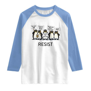 Penguins Resist Raglan Shirt Nihilist Penguin Anti-Government Meme TS14 White Carolina Blue Print Your Wear