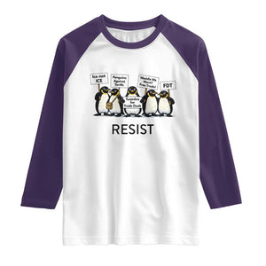 Penguins Resist Raglan Shirt Nihilist Penguin Anti-Government Meme TS14 White Purple Print Your Wear