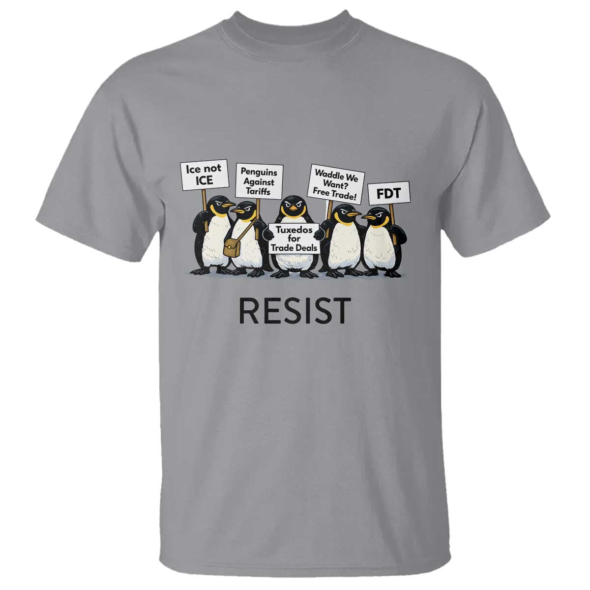 Penguins Resist T Shirt Nihilist Penguin Anti-Government Meme TS14 Sport Gray Print Your Wear