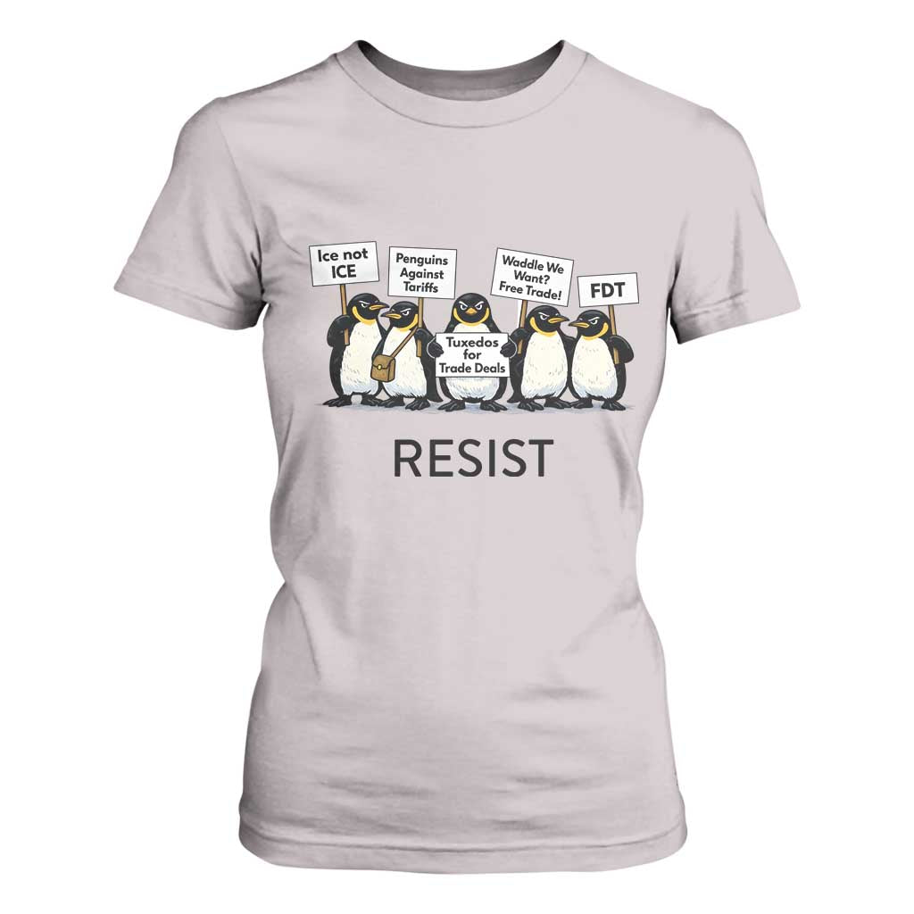 Penguins Resist T Shirt For Women Nihilist Penguin Anti-Government Meme TS14 Ice Gray Print Your Wear