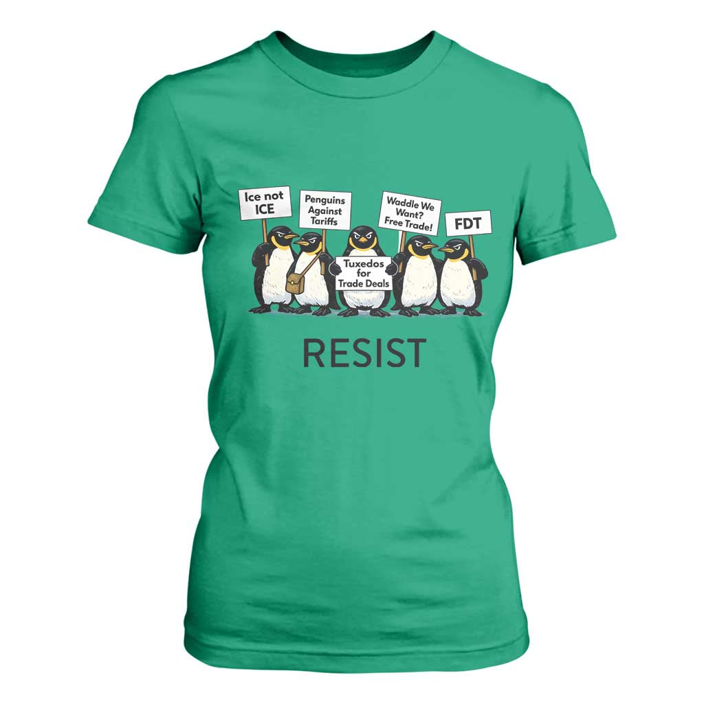 Penguins Resist T Shirt For Women Nihilist Penguin Anti-Government Meme TS14 Irish Green Print Your Wear