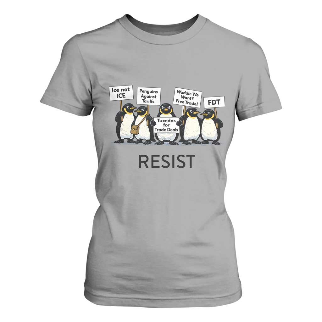 Penguins Resist T Shirt For Women Nihilist Penguin Anti-Government Meme TS14 Sport Gray Print Your Wear