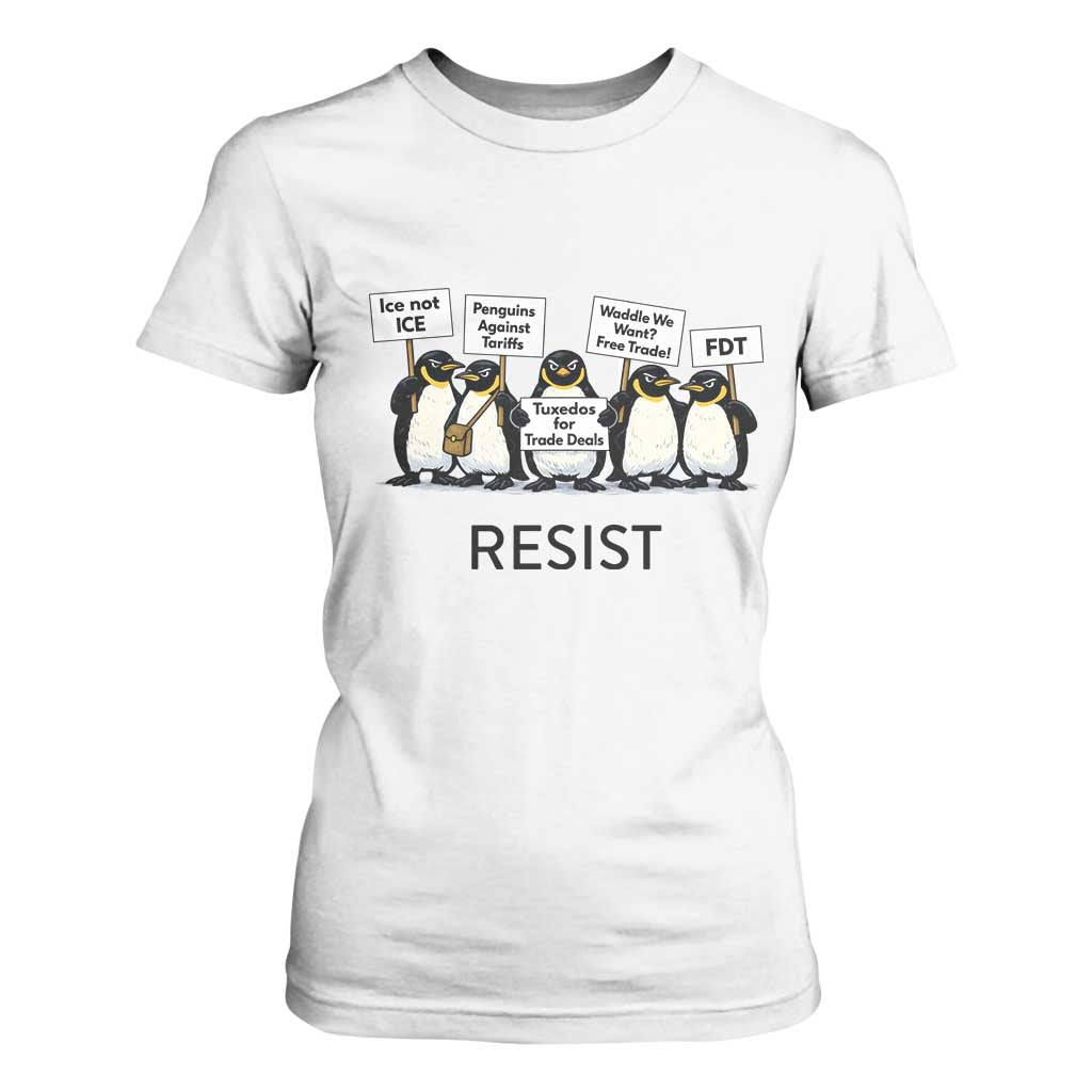 Penguins Resist T Shirt For Women Nihilist Penguin Anti-Government Meme TS14 White Print Your Wear