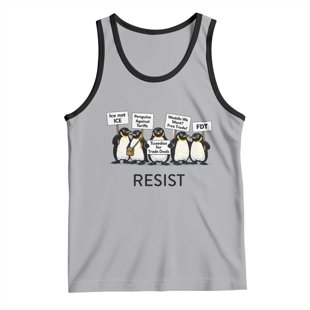 Penguins Resist Tank Top Nihilist Penguin Anti-Government Meme TS14 Athletic Heather Black Print Your Wear
