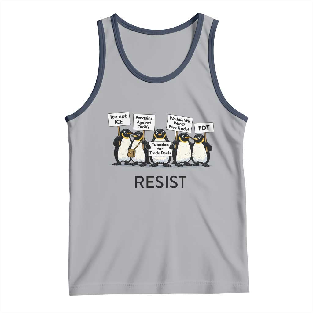 Penguins Resist Tank Top Nihilist Penguin Anti-Government Meme TS14 Athletic Heather Navy Print Your Wear
