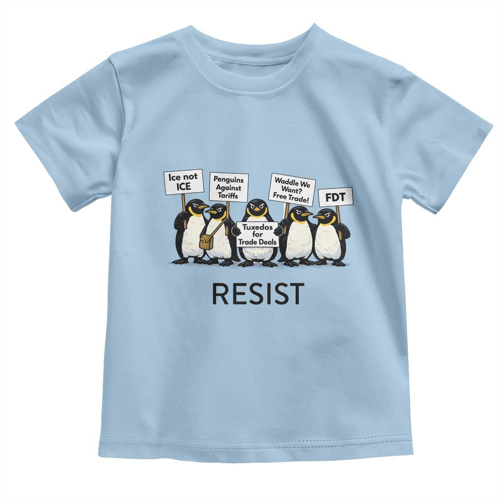 Penguins Resist Toddler T Shirt Nihilist Penguin Anti-Government Meme TS14 Light Blue Print Your Wear