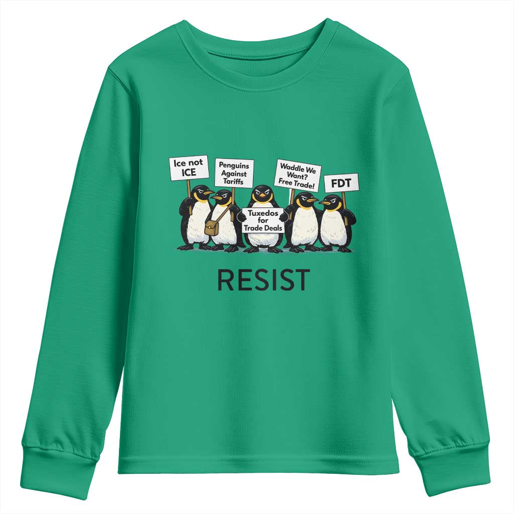 Penguins Resist Youth Sweatshirt Nihilist Penguin Anti-Government Meme TS14 Irish Green Print Your Wear