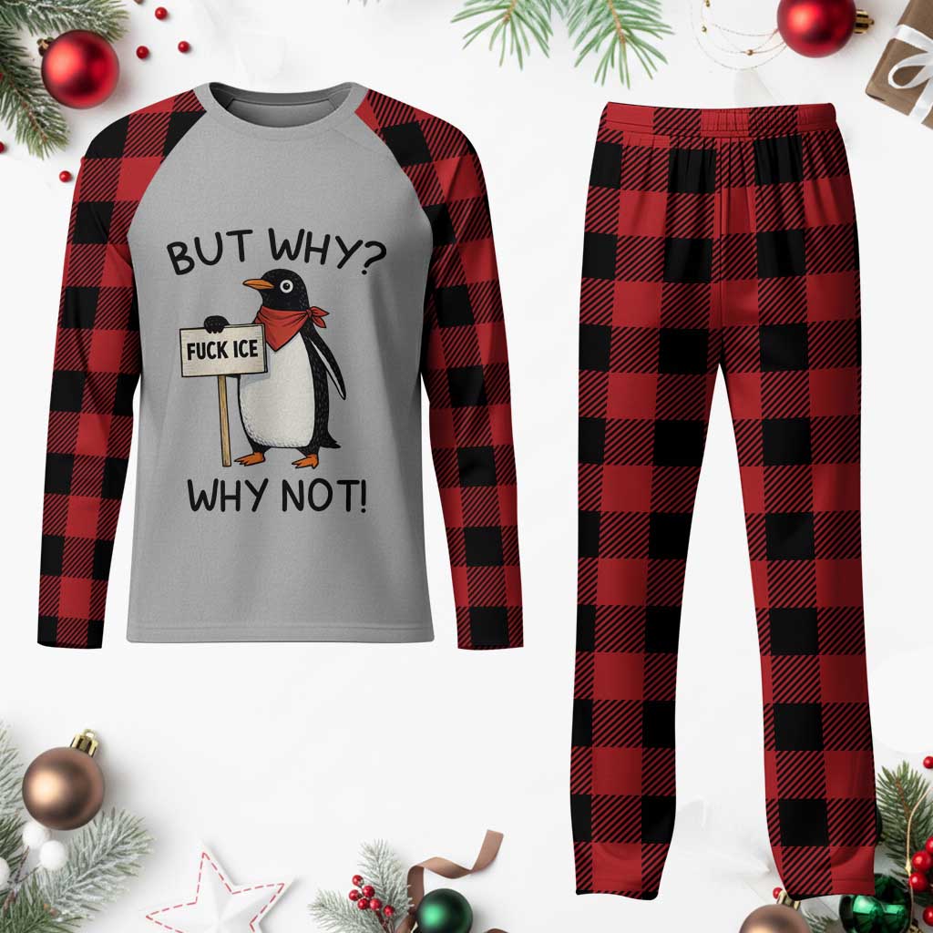 Fck ICE Plaid Pajama Set Nihilist Penguin Anti-Government Meme TS14 Buffalo Plaid Print Your Wear