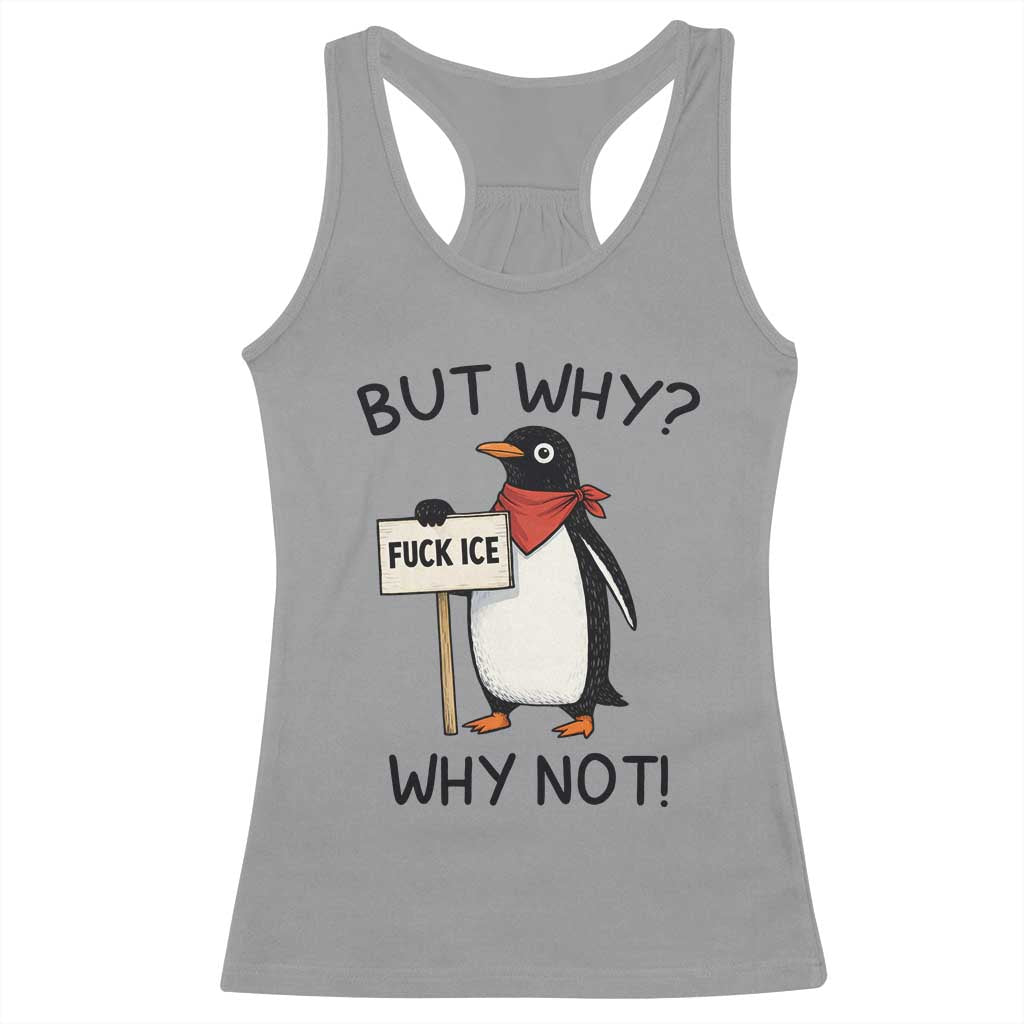 Fck ICE Racerback Tank Top Nihilist Penguin Anti-Government Meme TS14 Sport Gray Print Your Wear