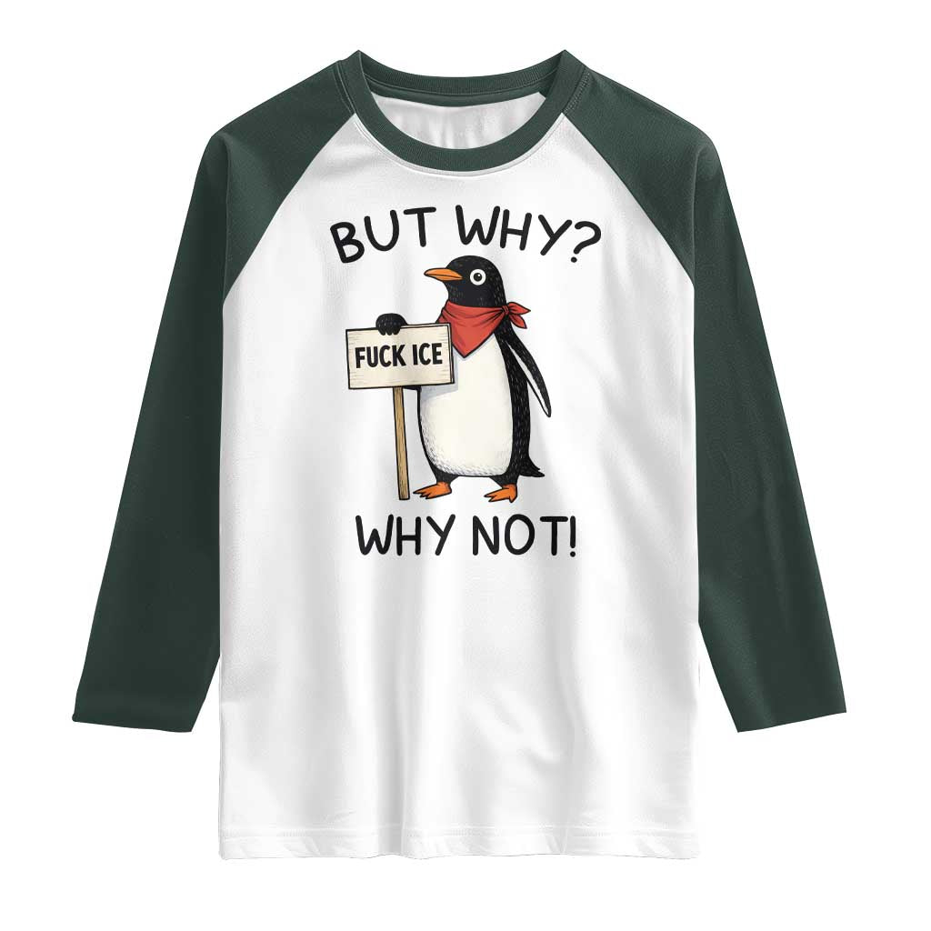 Fck ICE Raglan Shirt Nihilist Penguin Anti-Government Meme TS14 White Dark Forest Green Print Your Wear