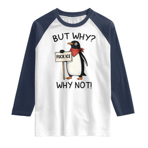 Fck ICE Raglan Shirt Nihilist Penguin Anti-Government Meme TS14 White Navy Print Your Wear