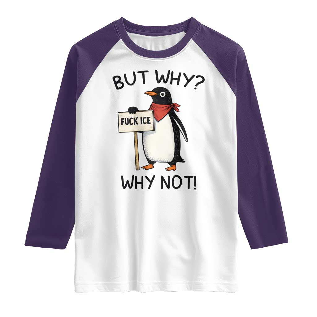 Fck ICE Raglan Shirt Nihilist Penguin Anti-Government Meme TS14 White Purple Print Your Wear