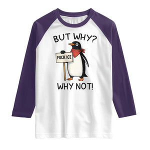 Fck ICE Raglan Shirt Nihilist Penguin Anti-Government Meme TS14 White Purple Print Your Wear