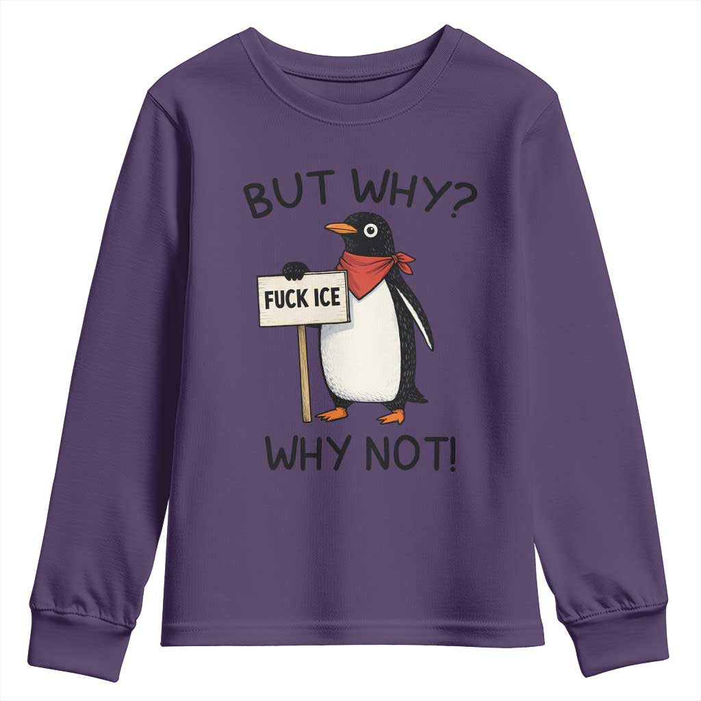 Fck ICE Youth Sweatshirt Nihilist Penguin Anti-Government Meme TS14 Purple Print Your Wear