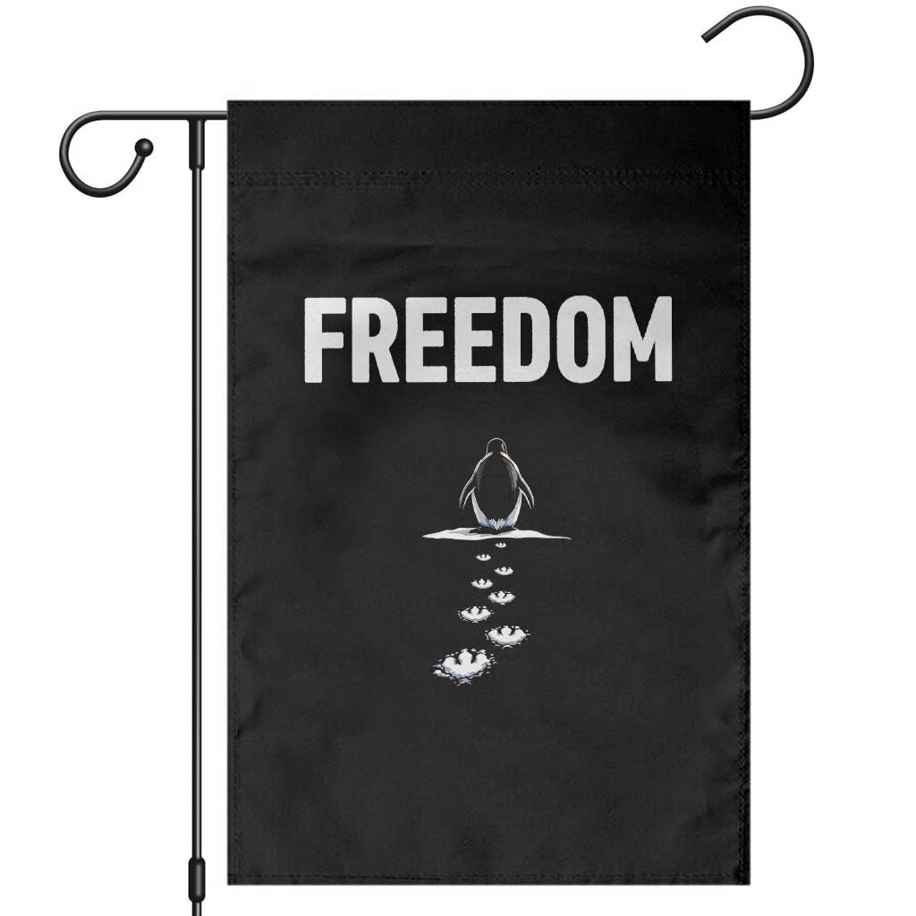Penguin Freedom Garden Flag Funny Nihilist Penguin Hiking Mountains TS14 Black Print Your Wear