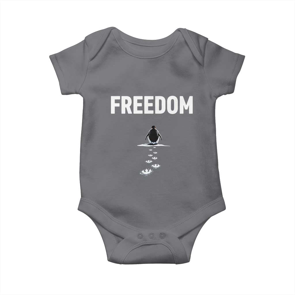 Penguin Freedom Baby Onesie Funny Nihilist Penguin Hiking Mountains TS14 Charcoal Print Your Wear