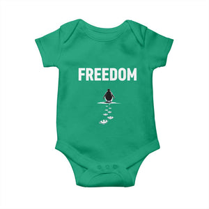 Penguin Freedom Baby Onesie Funny Nihilist Penguin Hiking Mountains TS14 Irish Green Print Your Wear