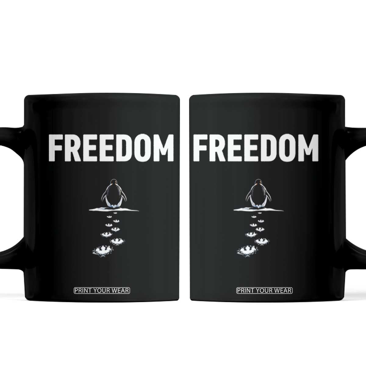 Penguin Freedom Coffee Mug Funny Nihilist Penguin Hiking Mountains TS14 Black Print Your Wear