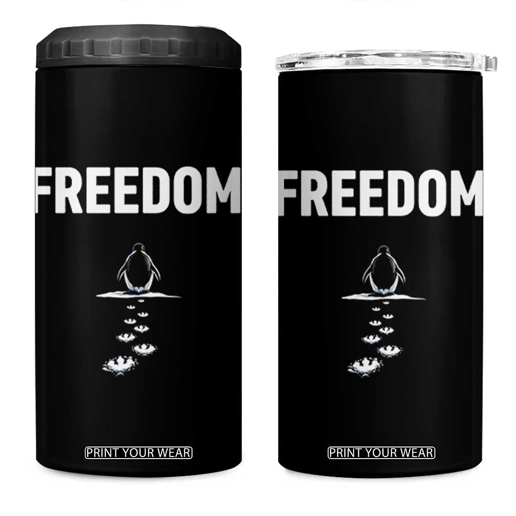 Penguin Freedom 4 in 1 Can Cooler Tumbler Funny Nihilist Penguin Hiking Mountains TS14 One Size: 16 oz Black Print Your Wear