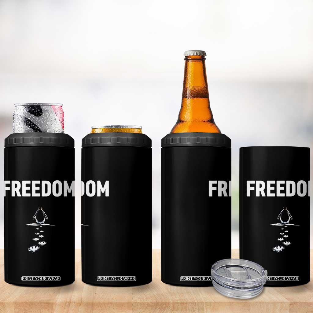Penguin Freedom 4 in 1 Can Cooler Tumbler Funny Nihilist Penguin Hiking Mountains TS14 Print Your Wear