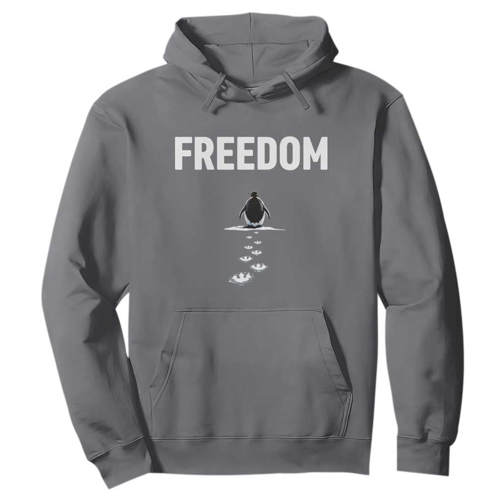 Penguin Freedom Hoodie Funny Nihilist Penguin Hiking Mountains TS14 Charcoal Print Your Wear