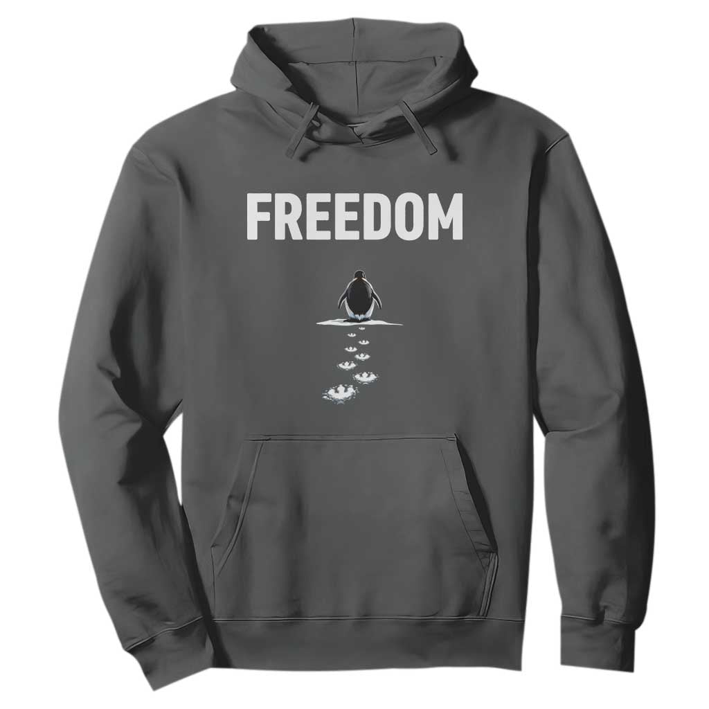 Penguin Freedom Hoodie Funny Nihilist Penguin Hiking Mountains TS14 Dark Heather Print Your Wear