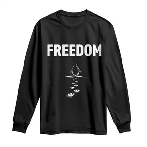 Penguin Freedom Long Sleeve Shirt Funny Nihilist Penguin Hiking Mountains TS14 Black Print Your Wear