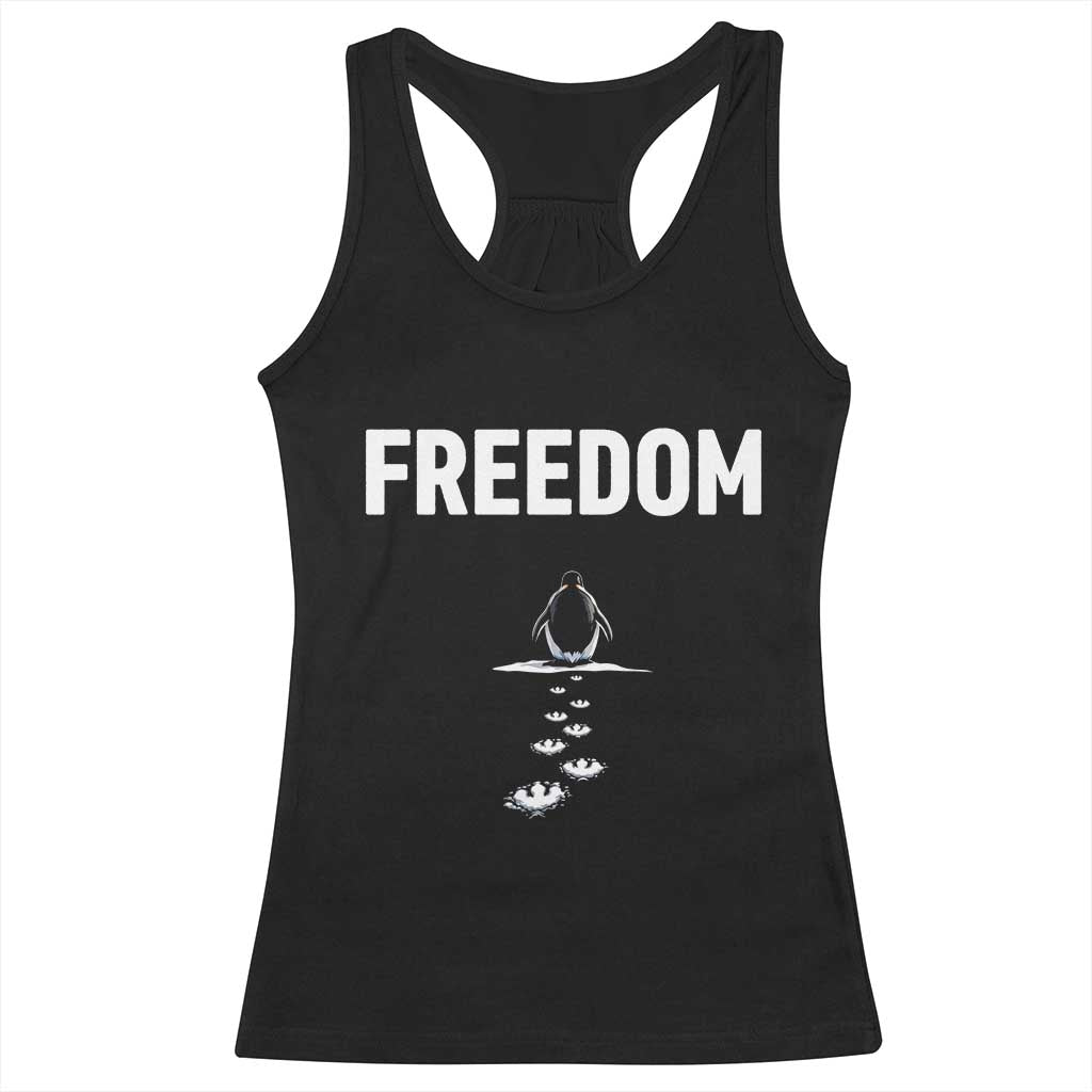 Penguin Freedom Racerback Tank Top Funny Nihilist Penguin Hiking Mountains TS14 Black Print Your Wear