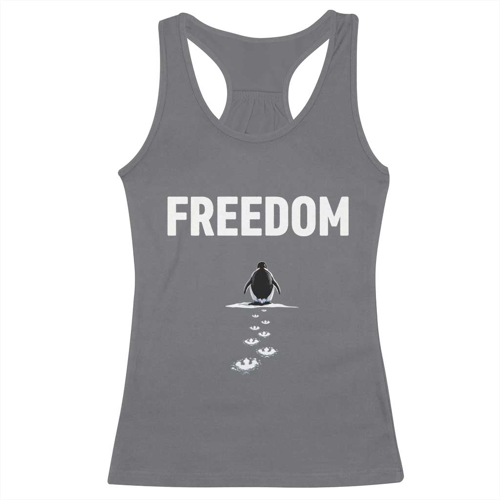 Penguin Freedom Racerback Tank Top Funny Nihilist Penguin Hiking Mountains TS14 Charcoal Print Your Wear