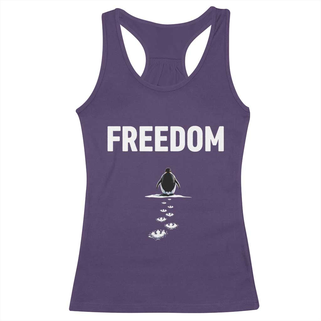 Penguin Freedom Racerback Tank Top Funny Nihilist Penguin Hiking Mountains TS14 Purple Print Your Wear