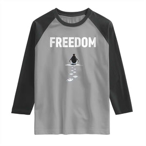 Penguin Freedom Raglan Shirt Funny Nihilist Penguin Hiking Mountains TS14 Sport Gray Black Print Your Wear