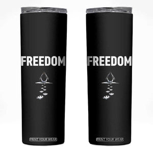 Penguin Freedom Skinny Tumbler Funny Nihilist Penguin Hiking Mountains TS14 Black Print Your Wear