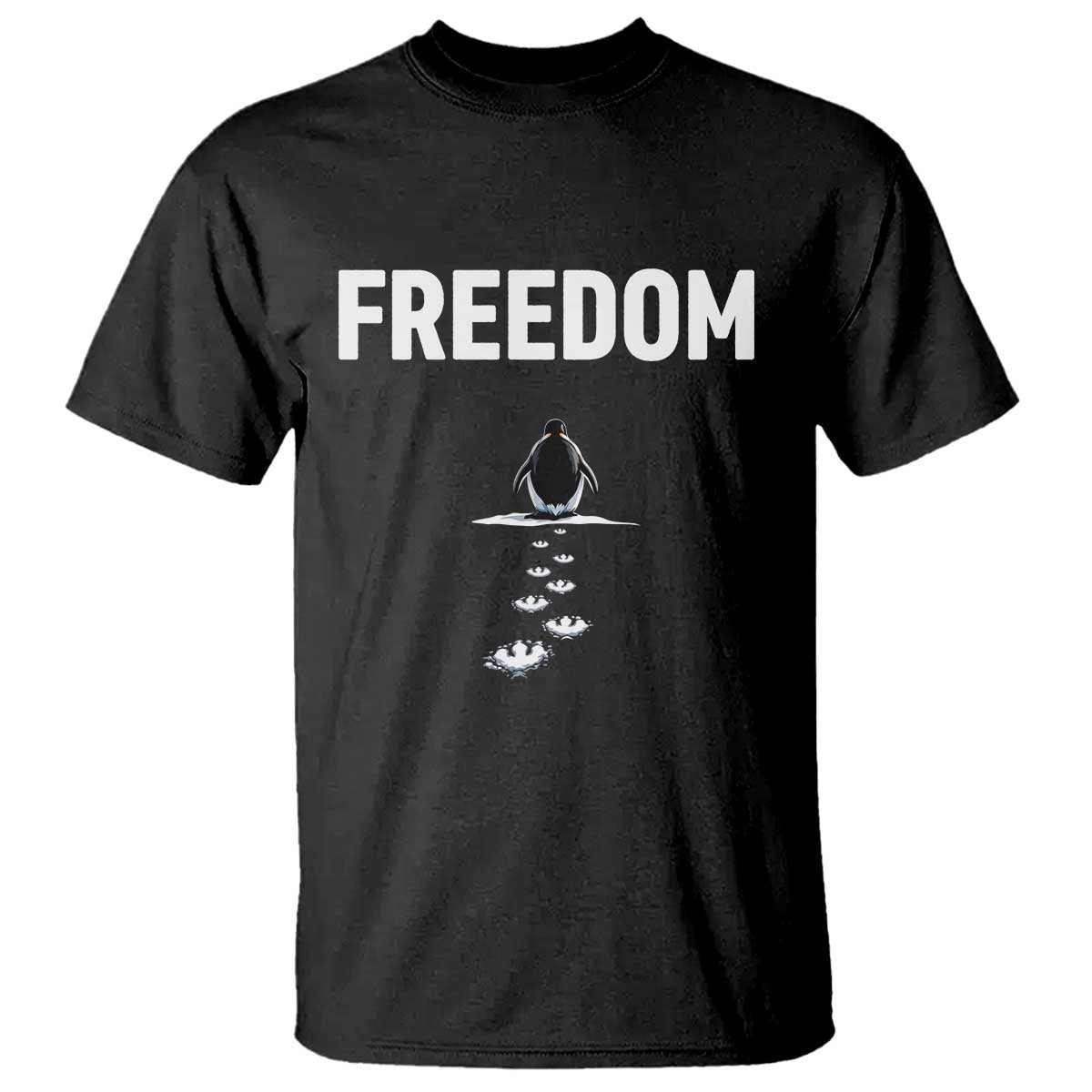 Penguin Freedom T Shirt Funny Nihilist Penguin Hiking Mountains TS14 Black Print Your Wear
