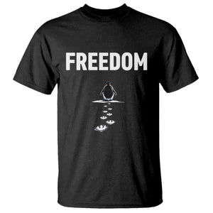 Penguin Freedom T Shirt Funny Nihilist Penguin Hiking Mountains TS14 Black Print Your Wear