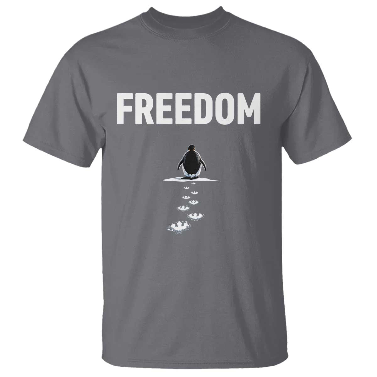 Penguin Freedom T Shirt Funny Nihilist Penguin Hiking Mountains TS14 Charcoal Print Your Wear