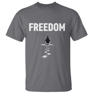 Penguin Freedom T Shirt Funny Nihilist Penguin Hiking Mountains TS14 Charcoal Print Your Wear