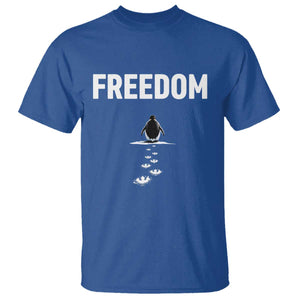 Penguin Freedom T Shirt Funny Nihilist Penguin Hiking Mountains TS14 Royal Blue Print Your Wear