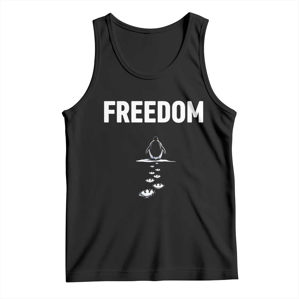 Penguin Freedom Tank Top Funny Nihilist Penguin Hiking Mountains TS14 Black Print Your Wear