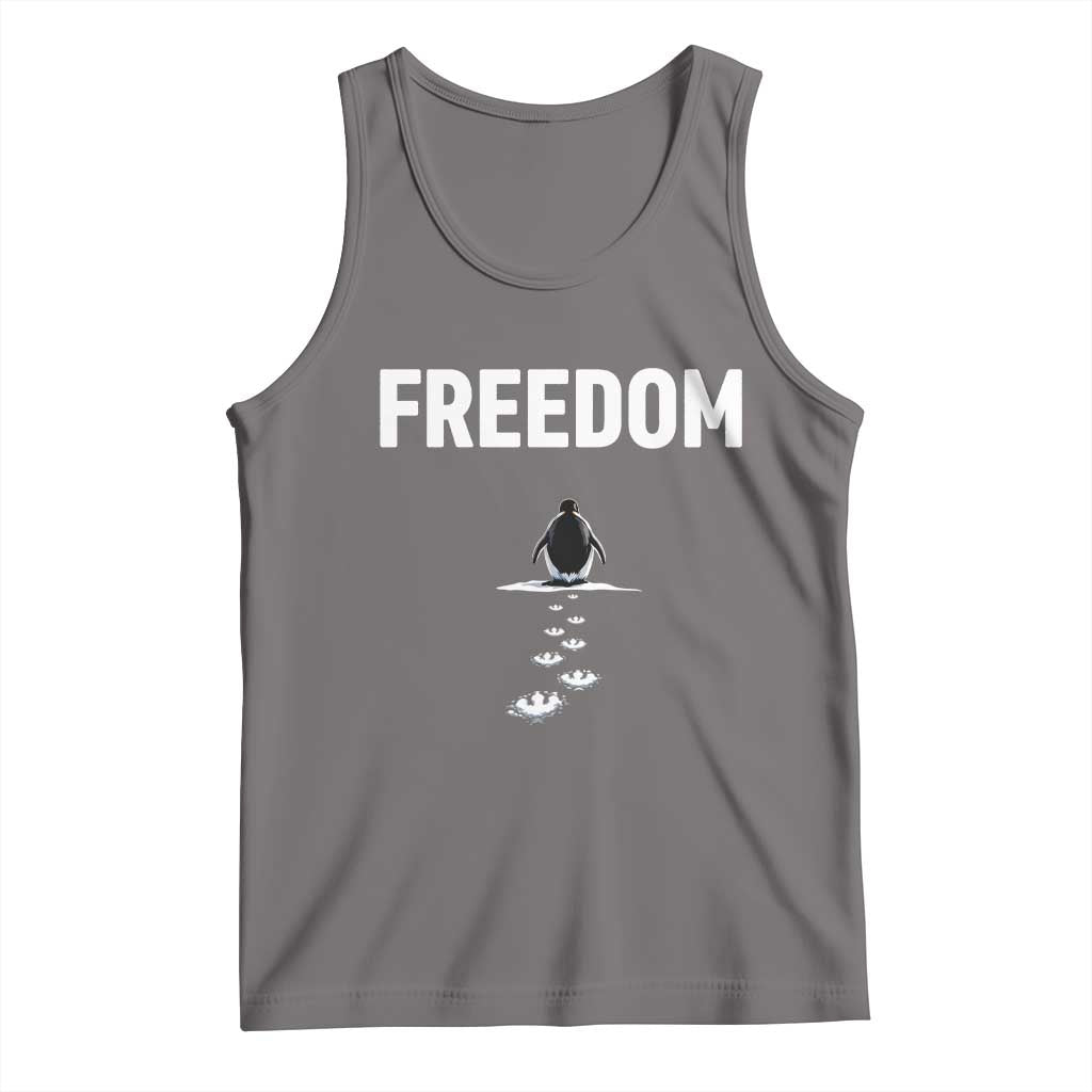 Penguin Freedom Tank Top Funny Nihilist Penguin Hiking Mountains TS14 Deep Heather Print Your Wear