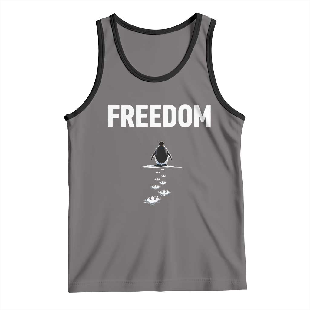Penguin Freedom Tank Top Funny Nihilist Penguin Hiking Mountains TS14 Deep Heather Black Print Your Wear