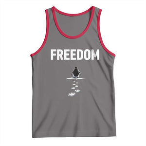 Penguin Freedom Tank Top Funny Nihilist Penguin Hiking Mountains TS14 Deep Heather Red Print Your Wear