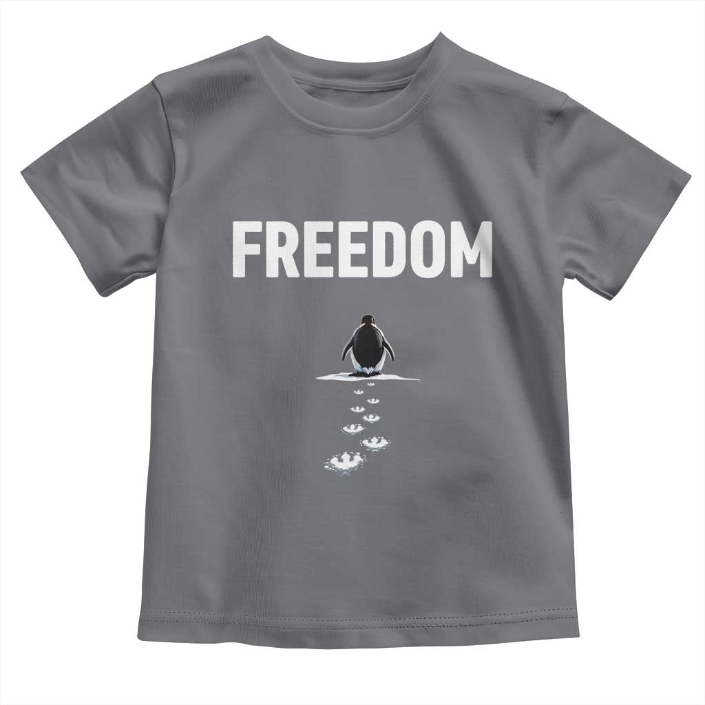 Penguin Freedom Toddler T Shirt Funny Nihilist Penguin Hiking Mountains TS14 Charcoal Print Your Wear