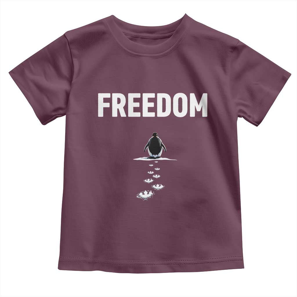 Penguin Freedom Toddler T Shirt Funny Nihilist Penguin Hiking Mountains TS14 Maroon Print Your Wear