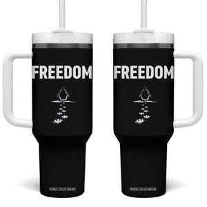 Penguin Freedom Tumbler With Handle Funny Nihilist Penguin Hiking Mountains TS14 One Size: 40 oz Black Print Your Wear