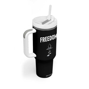 Penguin Freedom Tumbler With Handle Funny Nihilist Penguin Hiking Mountains TS14 Print Your Wear