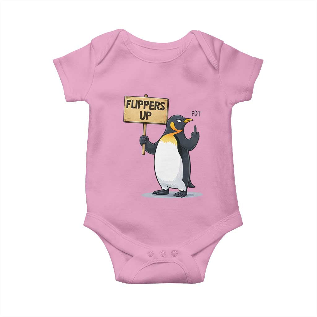 Penguins Resist Baby Onesie Flippers Up Protest TS14 Light Pink Print Your Wear