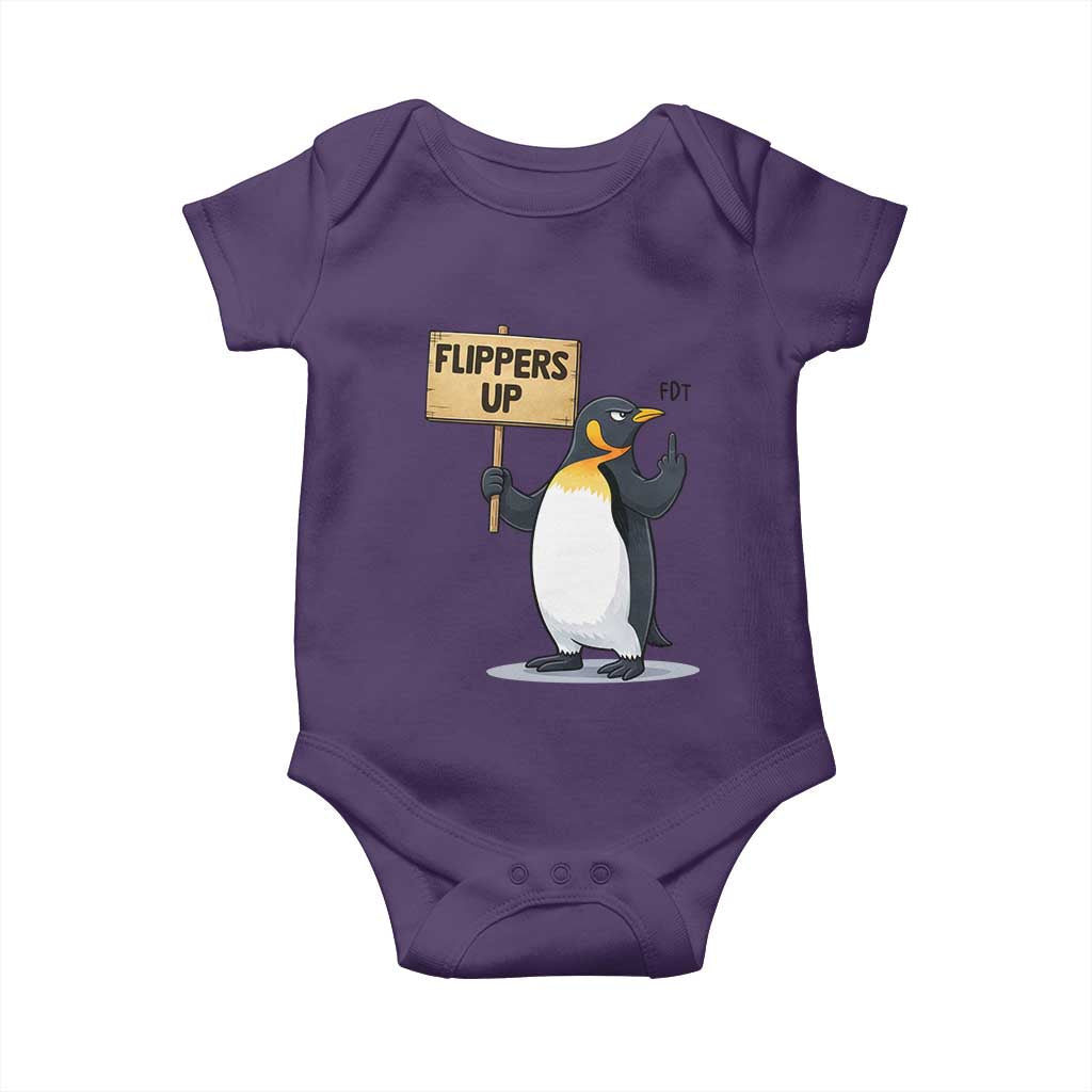 Penguins Resist Baby Onesie Flippers Up Protest TS14 Purple Print Your Wear