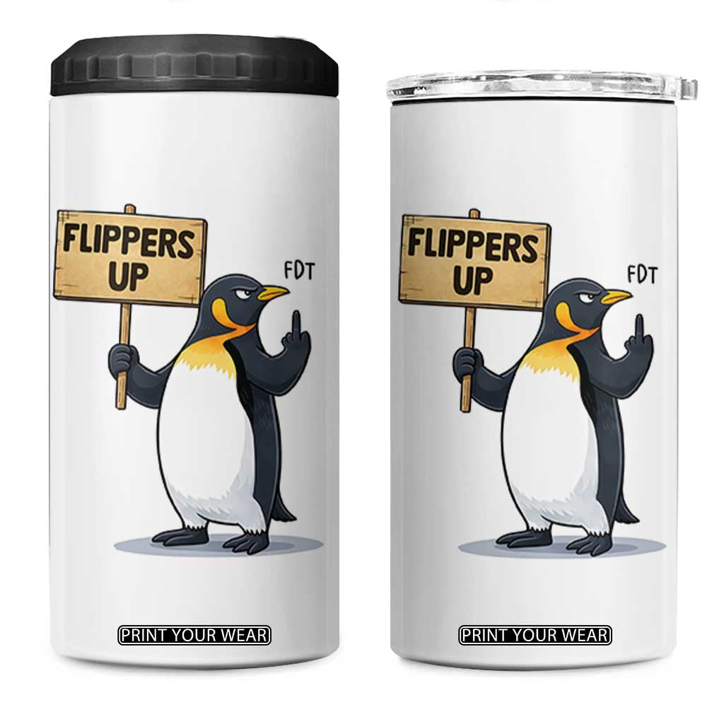 Penguins Resist 4 in 1 Can Cooler Tumbler Flippers Up Protest TS14 One Size: 16 oz White Print Your Wear