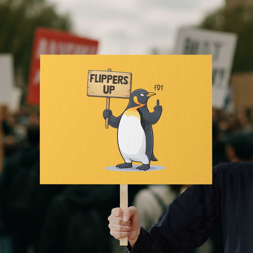 Penguins Resist Protest Sign Flippers Up Protest TS14 Horizontal 18