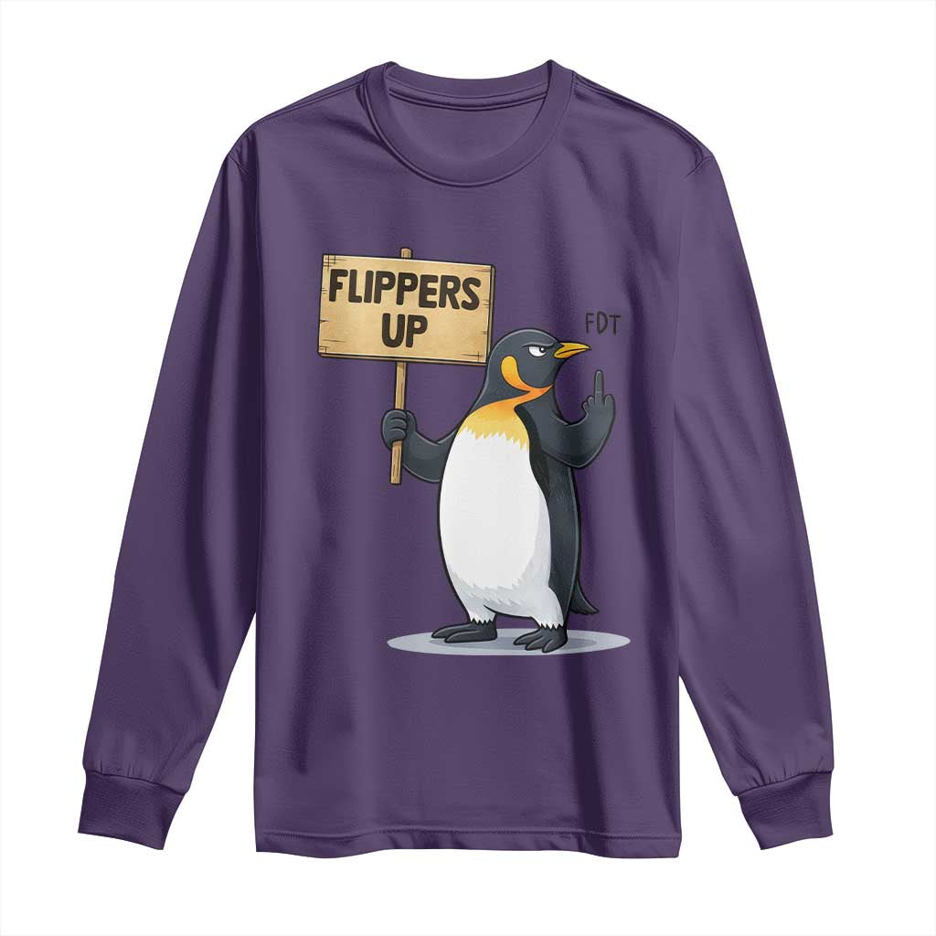 Penguins Resist Long Sleeve Shirt Flippers Up Protest TS14 Purple Print Your Wear